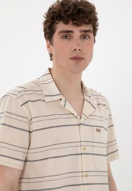 Erkek Krem Kısa Kollu Gömlek - 50299917009