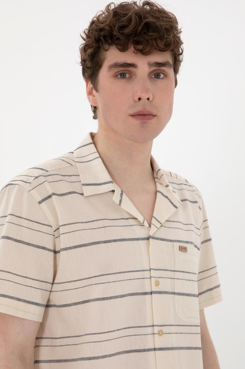 Erkek Krem Kısa Kollu Gömlek