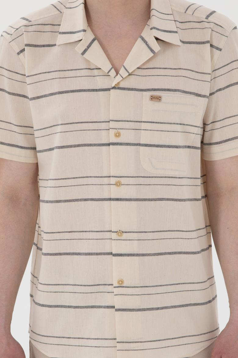 Erkek Krem Kısa Kollu Gömlek - 50299917009