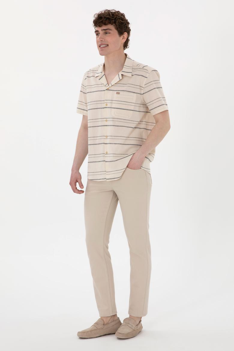 Erkek Krem Kısa Kollu Gömlek - 50299917009