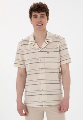 Erkek Krem Kısa Kollu Gömlek - 50299917009
