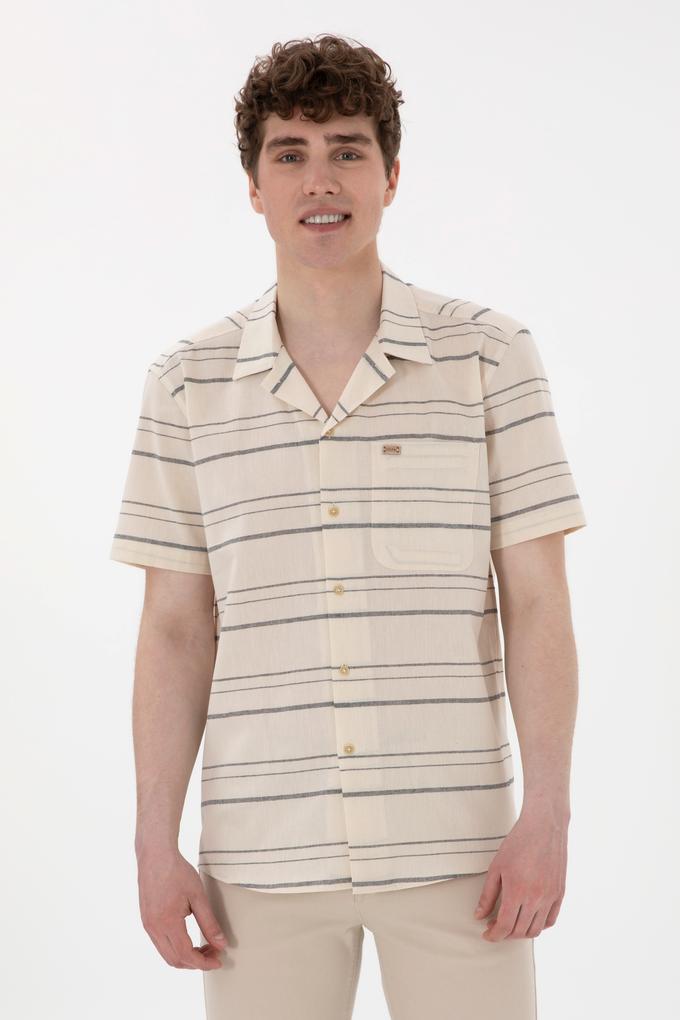 Erkek Krem Kısa Kollu Gömlek
