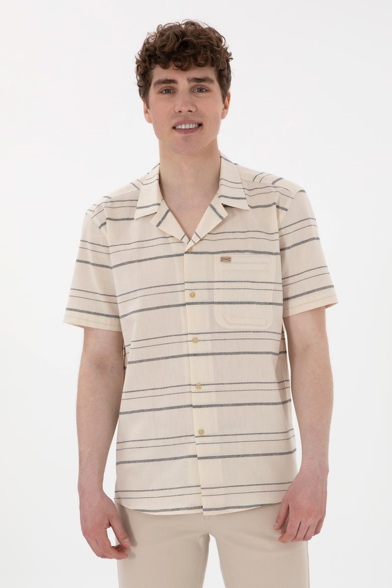 Erkek Krem Kısa Kollu Gömlek