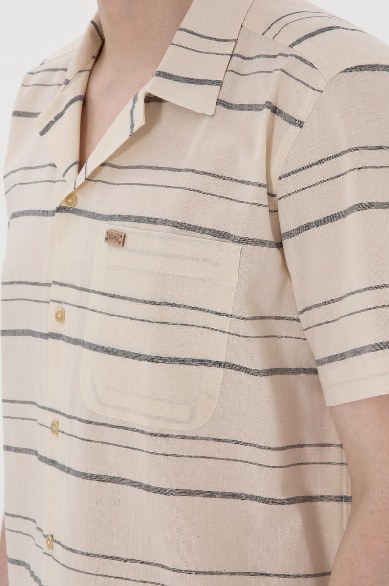 Erkek Krem Kısa Kollu Gömlek