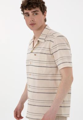 Erkek Krem Kısa Kollu Gömlek - 50299917009
