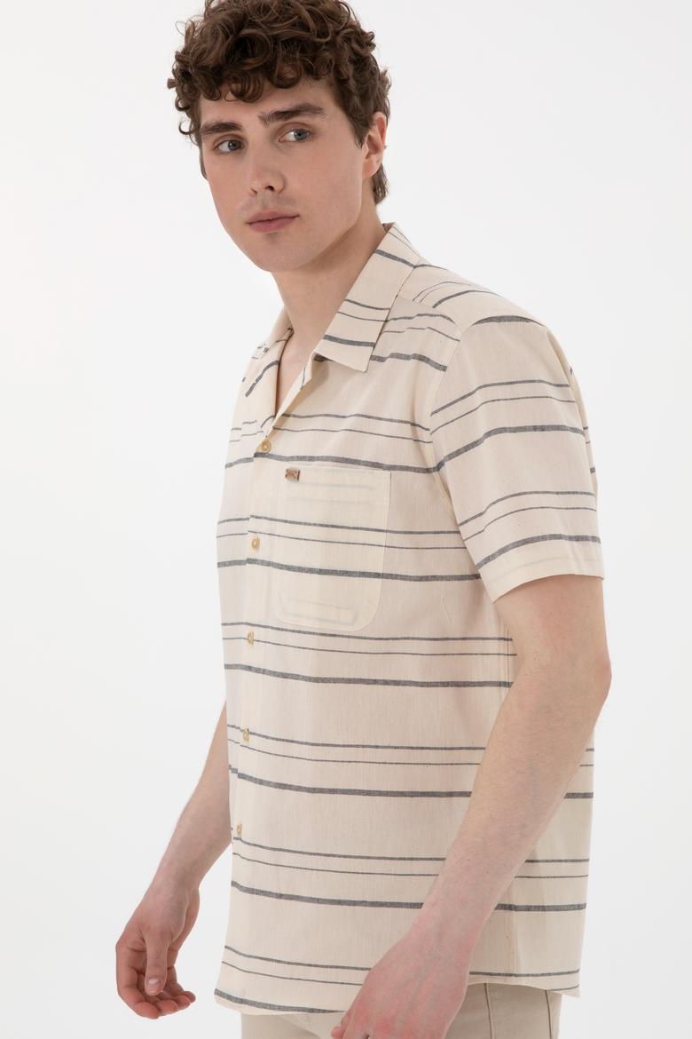 Erkek Krem Kısa Kollu Gömlek - 50299917009