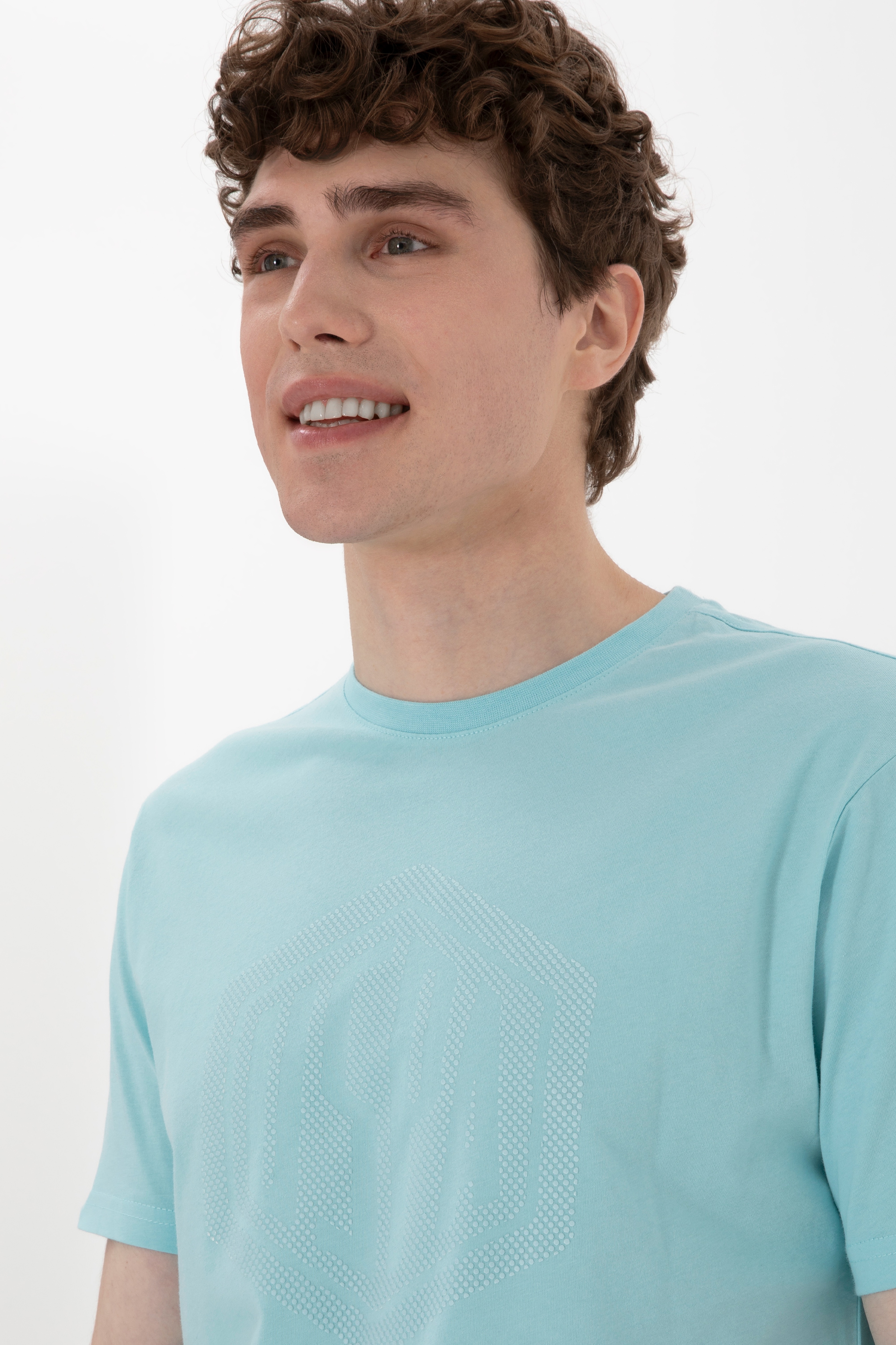 Erkek Regular Fit Bisiklet Yaka Aqua Tişört - Image 2