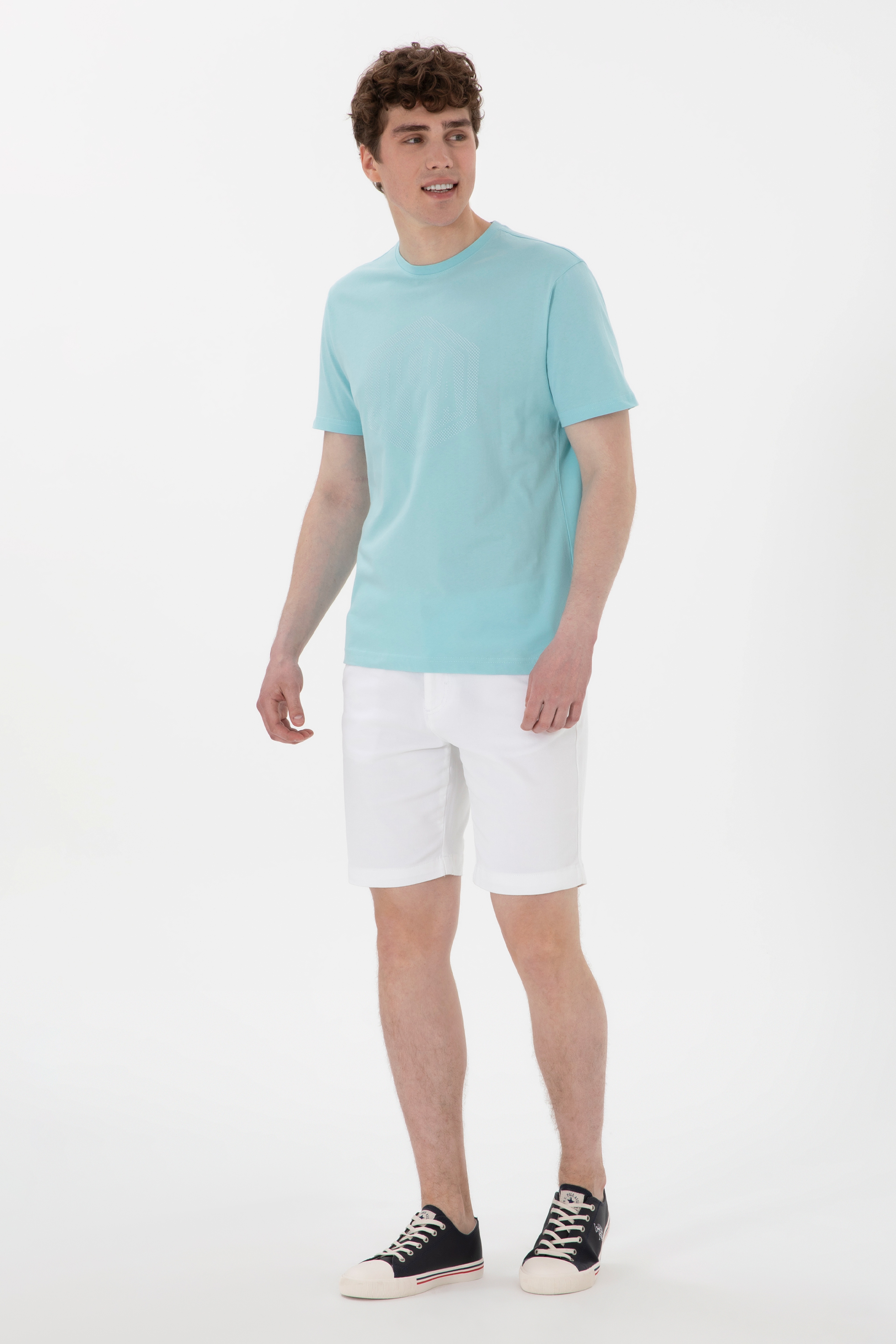 Erkek Regular Fit Bisiklet Yaka Aqua Tişört