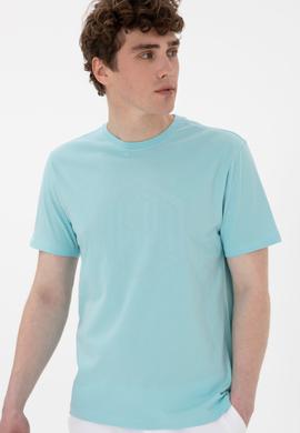 Erkek Regular Fit Bisiklet Yaka Aqua Tişört - 50300382028