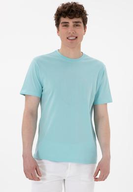 Erkek Regular Fit Bisiklet Yaka Aqua Tişört - 50300382028