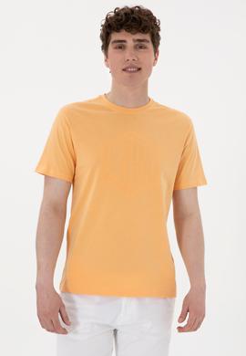 Erkek Regular Fit Bisiklet Yaka Turuncu Tişört - 50300382011