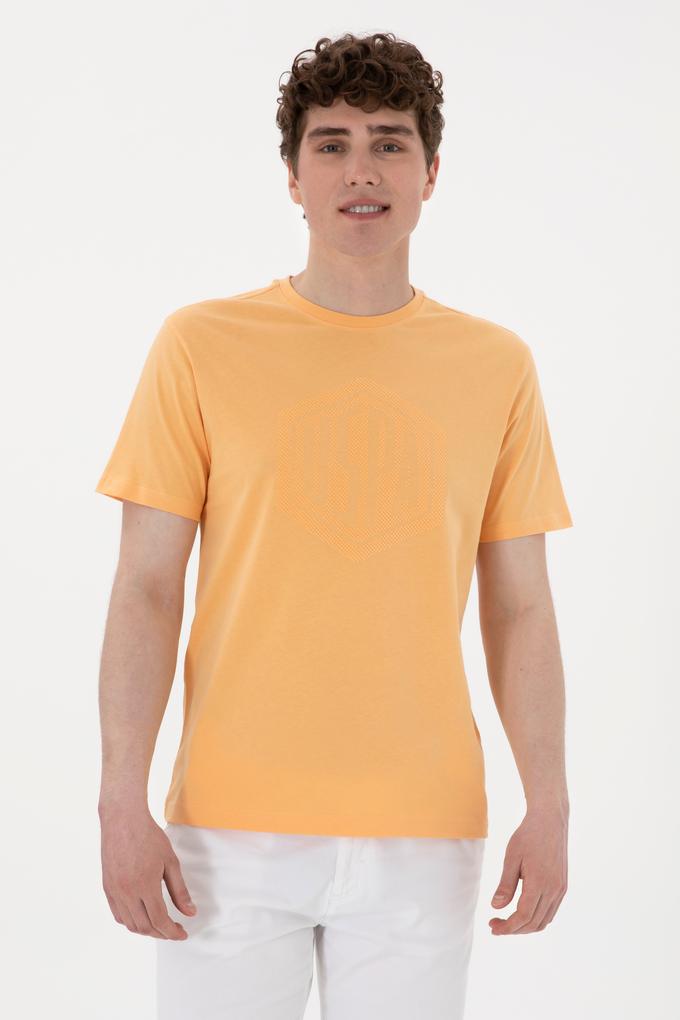 Erkek Regular Fit Bisiklet Yaka Turuncu Tişört
