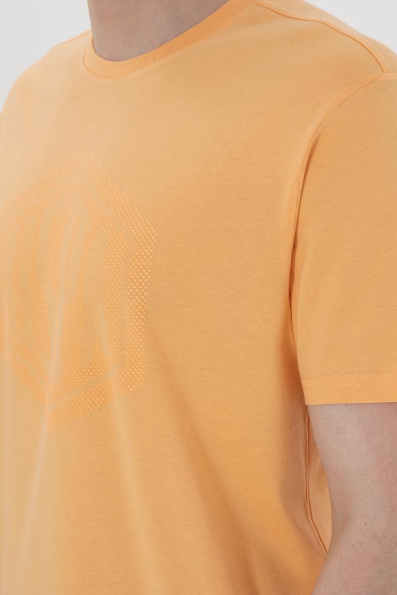 Erkek Regular Fit Bisiklet Yaka Turuncu Tişört - 50300382011