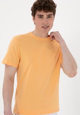 Erkek Regular Fit Bisiklet Yaka Turuncu Tişört - 50300382011