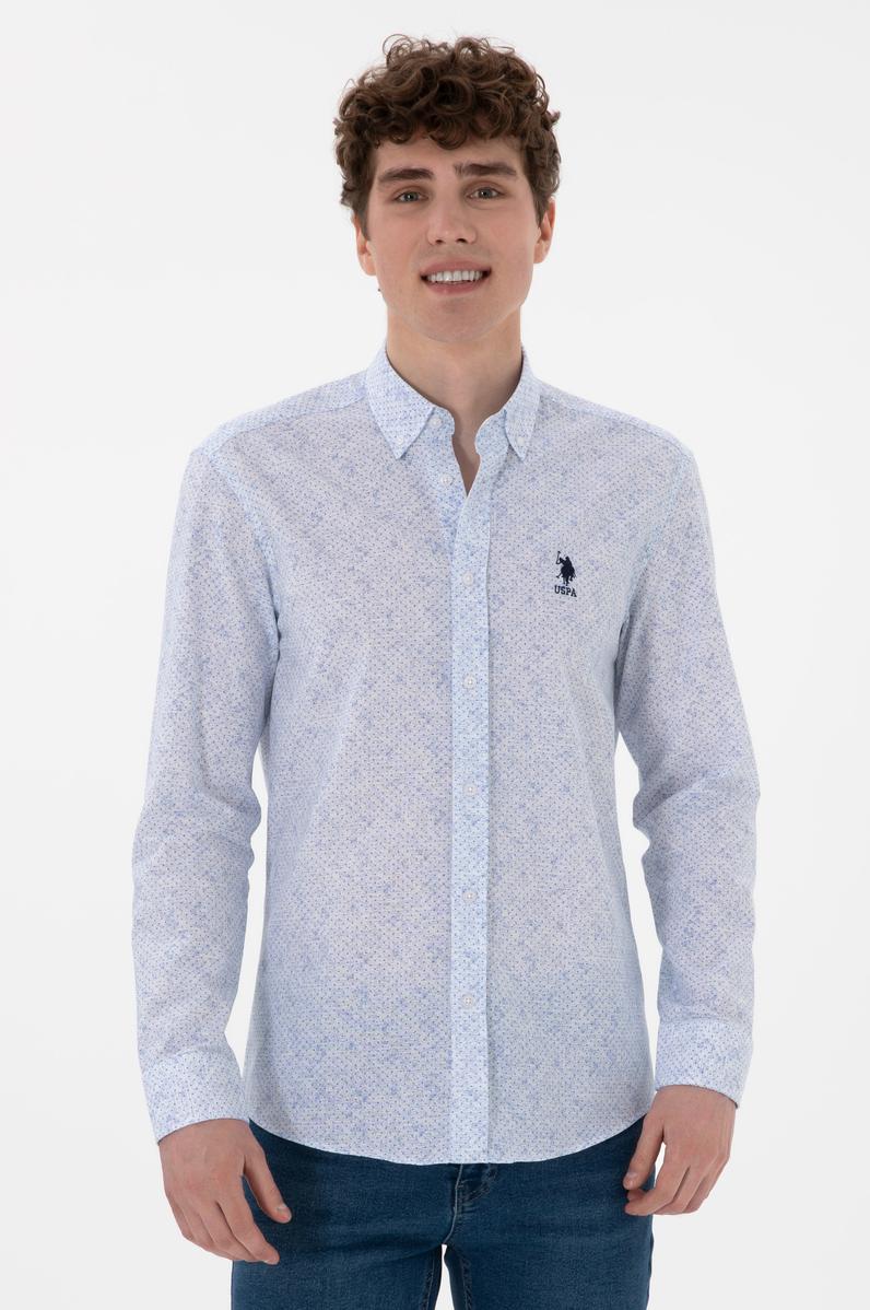 Erkek Mavi Uzun Kollu Gömlek