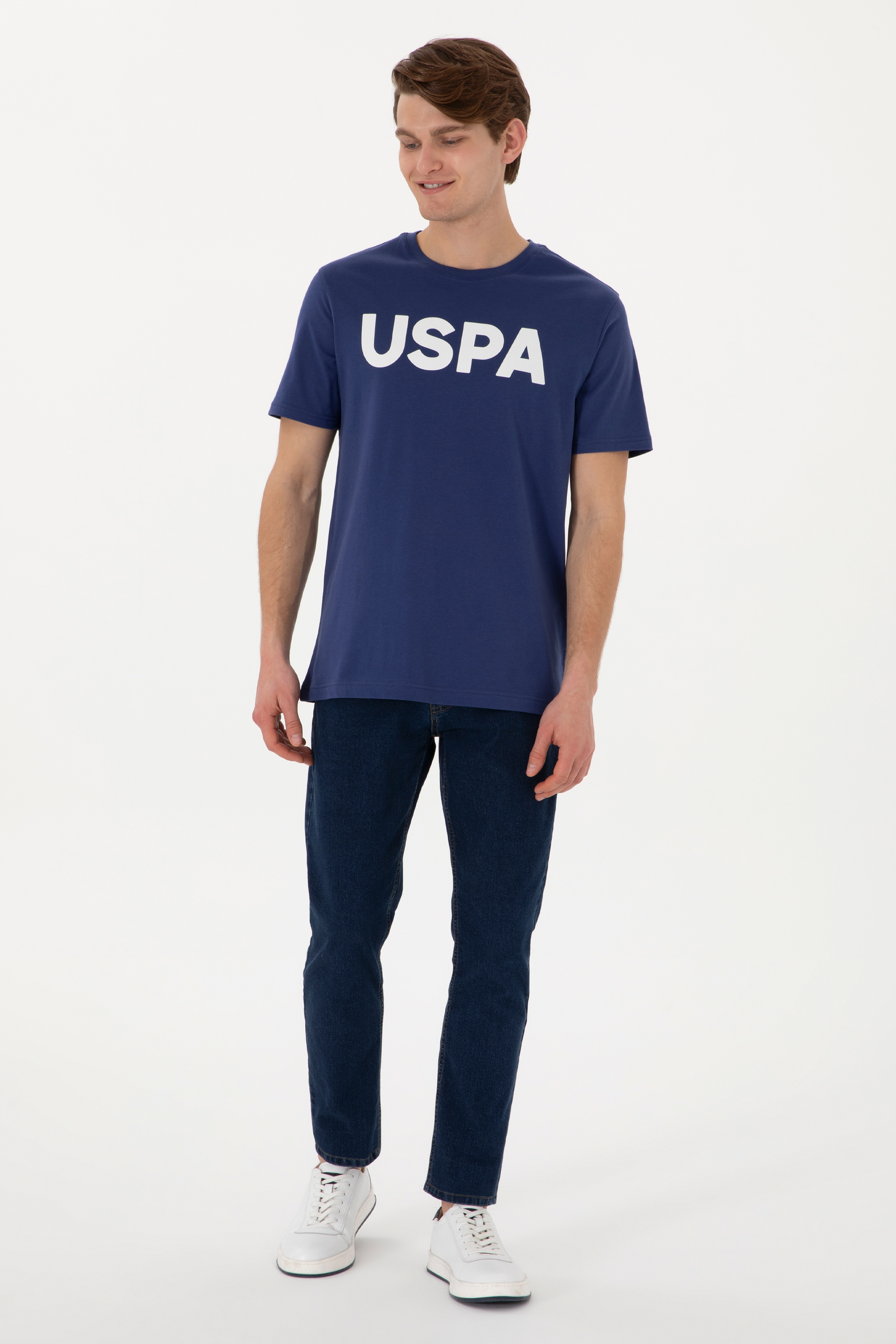 Erkek Regular Fit Bisiklet Yaka Açık Lacivert Basic Tişört - Image 4