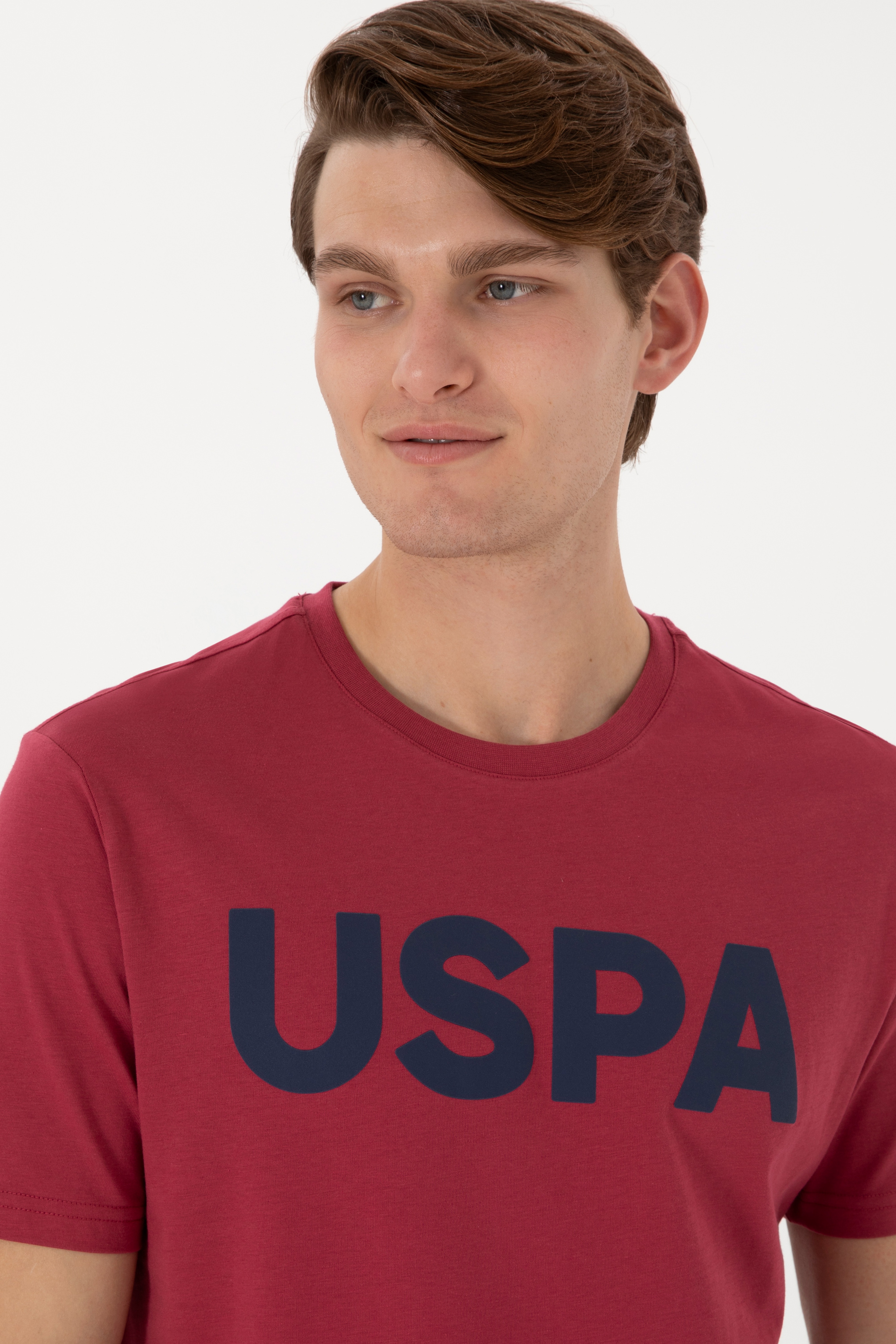 Erkek Regular Fit Bisiklet Yaka Vişne Basic Tişört - Image 2