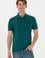 Erkek Slim Fit Polo Yaka Koyu Yeşil Basic Tişört
