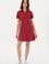Kadın Vişne Polo Yaka Mini Boy Örme Elbise