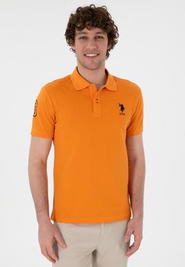 Erkek Slim Fit Polo Yaka Turuncu Basic Tişört - 50305929096
