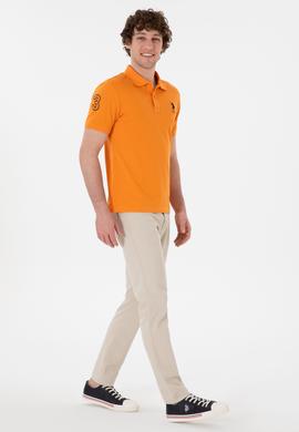 Erkek Slim Fit Polo Yaka Turuncu Basic Tişört - 50305929096