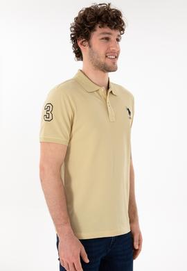 Erkek Slim Fit Polo Yaka Açık Haki Basic Tişört - 50305929178