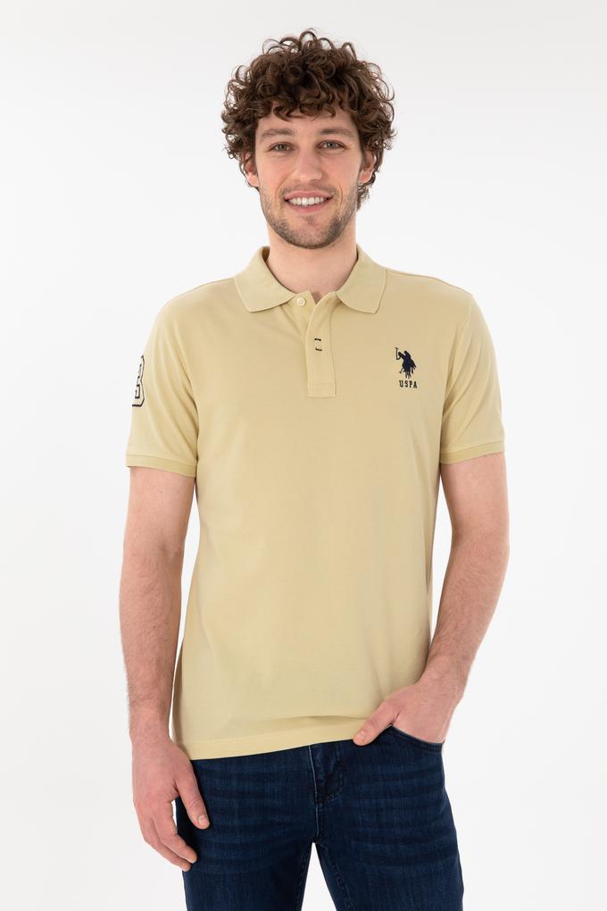 Erkek Slim Fit Polo Yaka Açık Haki Basic Tişört