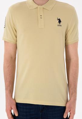 Erkek Slim Fit Polo Yaka Açık Haki Basic Tişört - 50305929178