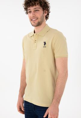 Erkek Slim Fit Polo Yaka Açık Haki Basic Tişört - 50305929178