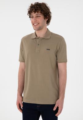 Erkek Regular Fit Polo Yaka Haki Basic Tişört - 50306007151