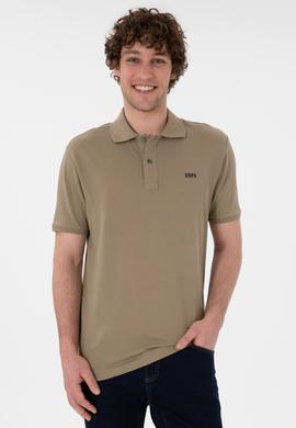 Erkek Regular Fit Polo Yaka Haki Basic Tişört - 50306007151