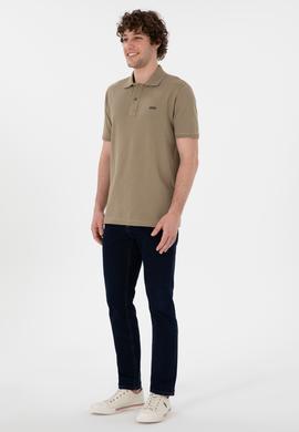 Erkek Regular Fit Polo Yaka Haki Basic Tişört - 50306007151