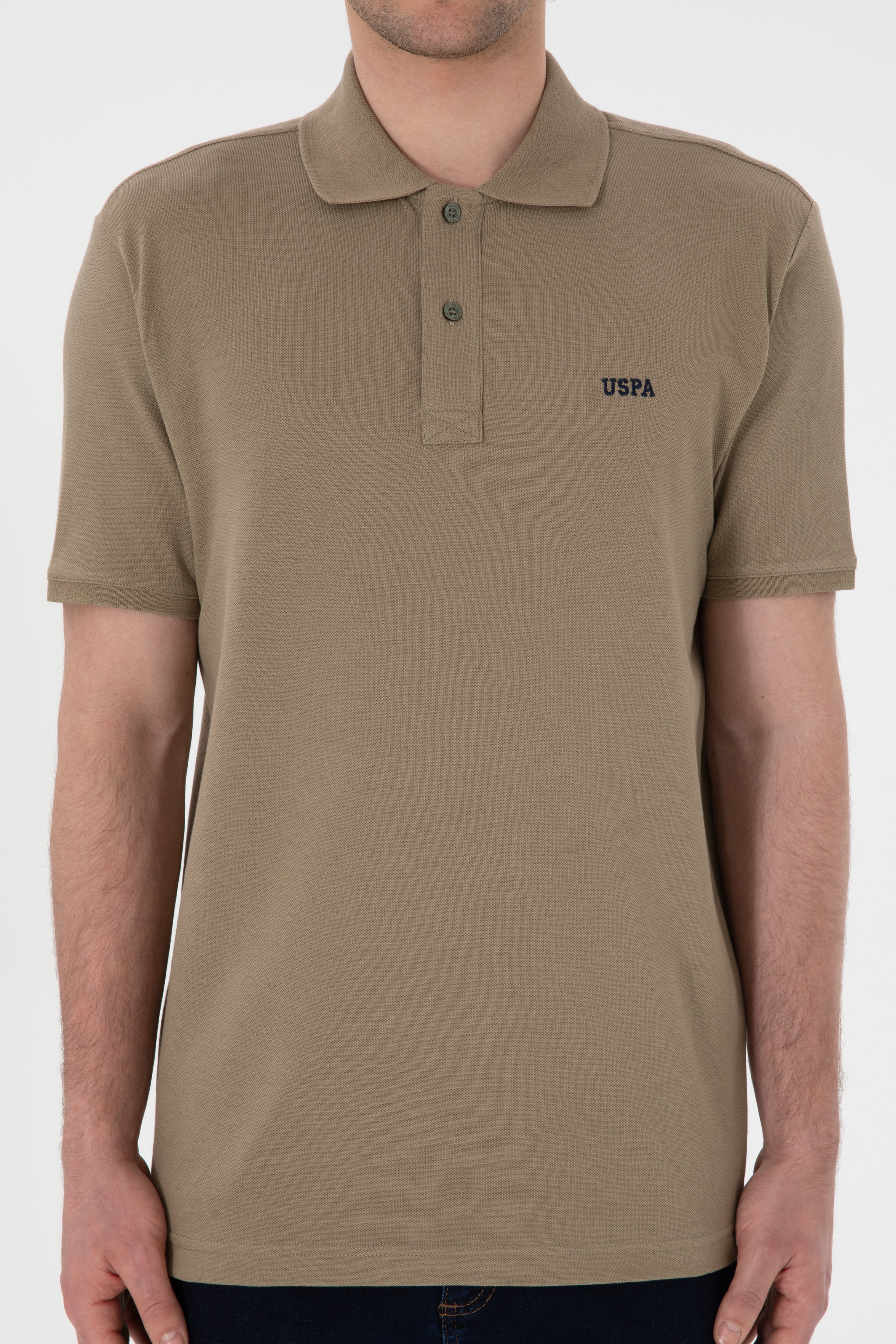 Erkek Regular Fit Polo Yaka Haki Basic Tişört - Image 7