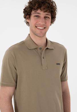 Erkek Regular Fit Polo Yaka Haki Basic Tişört - 50306007151