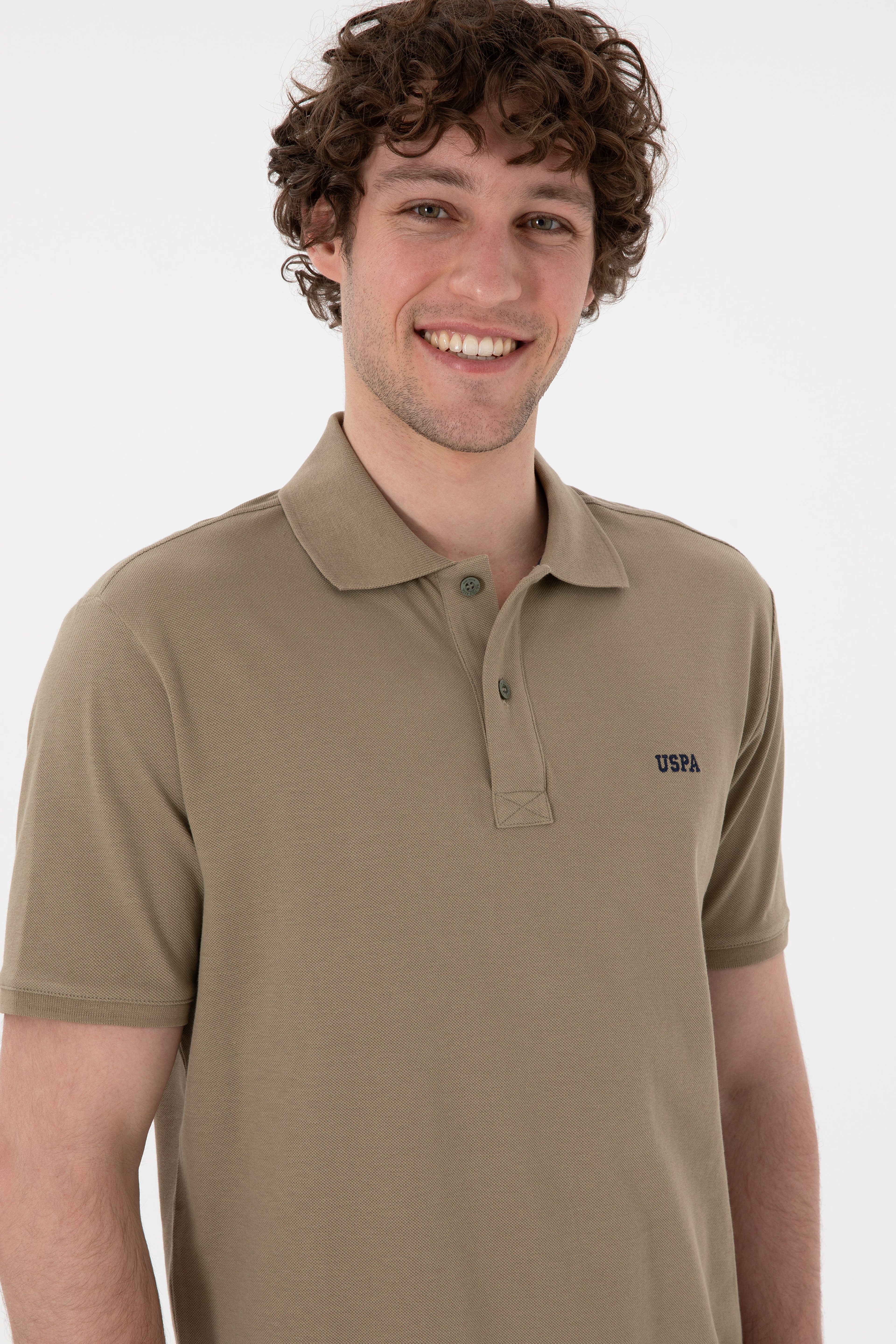 Erkek Regular Fit Polo Yaka Haki Basic Tişört - Image 3