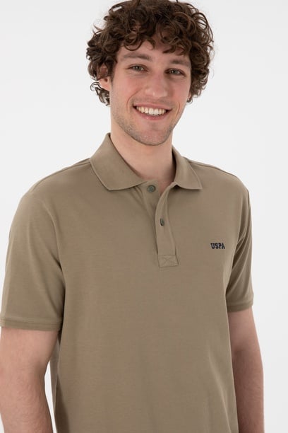 Erkek Regular Fit Polo Yaka Haki Basic Tişört
