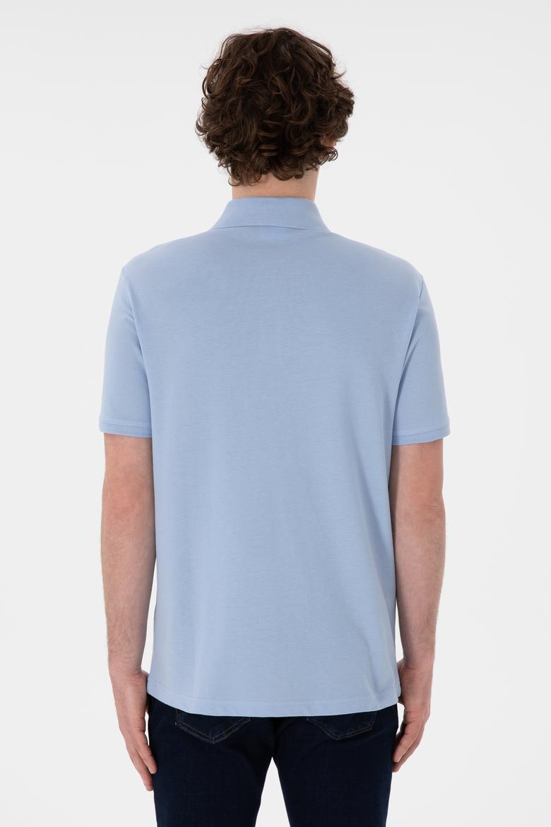 Erkek Regular Fit Polo Yaka Açık Mavi Basic Tişört - 50306007060