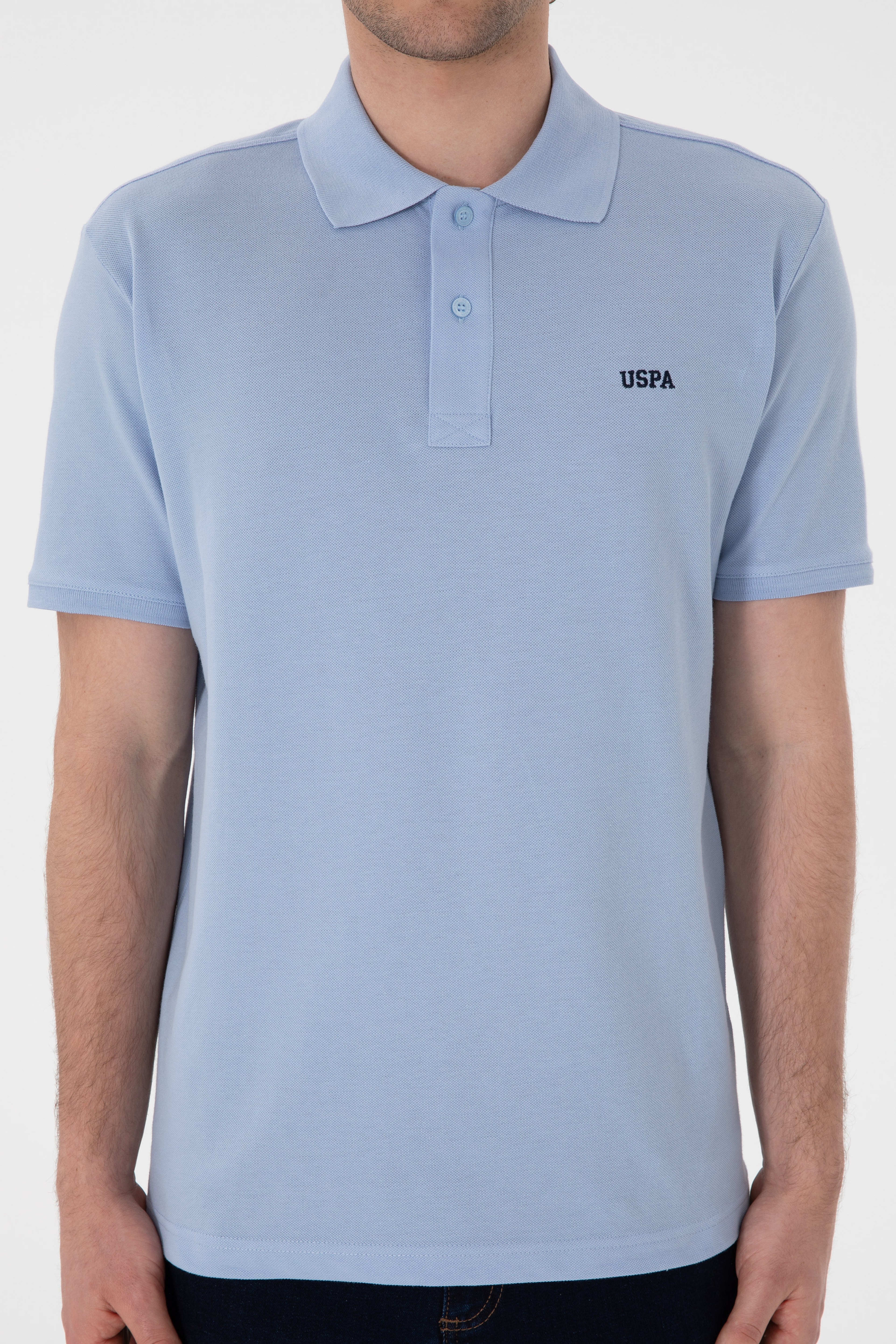 Erkek Regular Fit Polo Yaka Açık Mavi Basic Tişört - Image 7