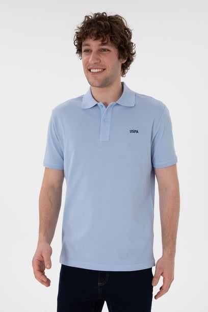 Erkek Regular Fit Polo Yaka Açık Mavi Basic Tişört