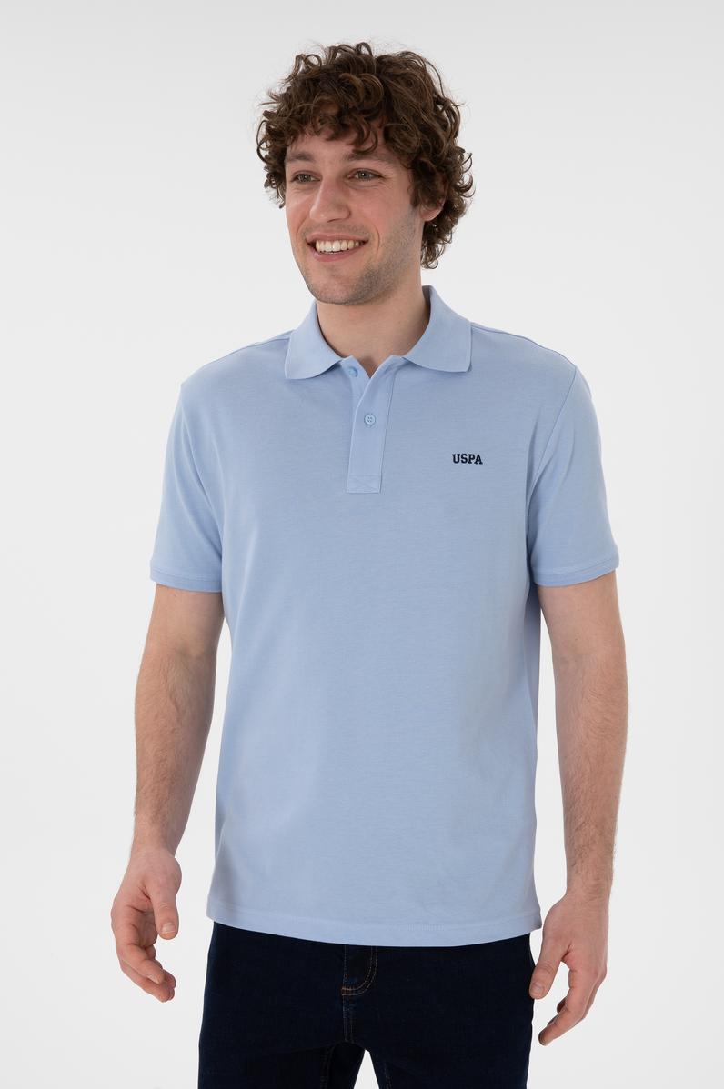 Erkek Regular Fit Polo Yaka Açık Mavi Basic Tişört