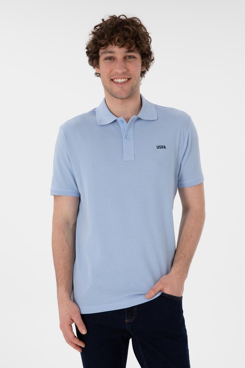 Erkek Regular Fit Polo Yaka Açık Mavi Basic Tişört