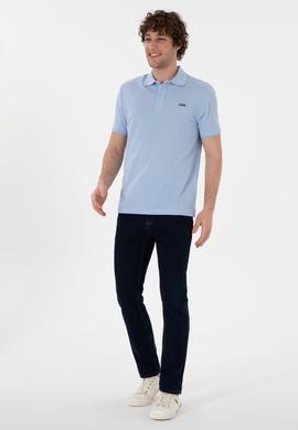 Erkek Regular Fit Polo Yaka Açık Mavi Basic Tişört - 50306007060