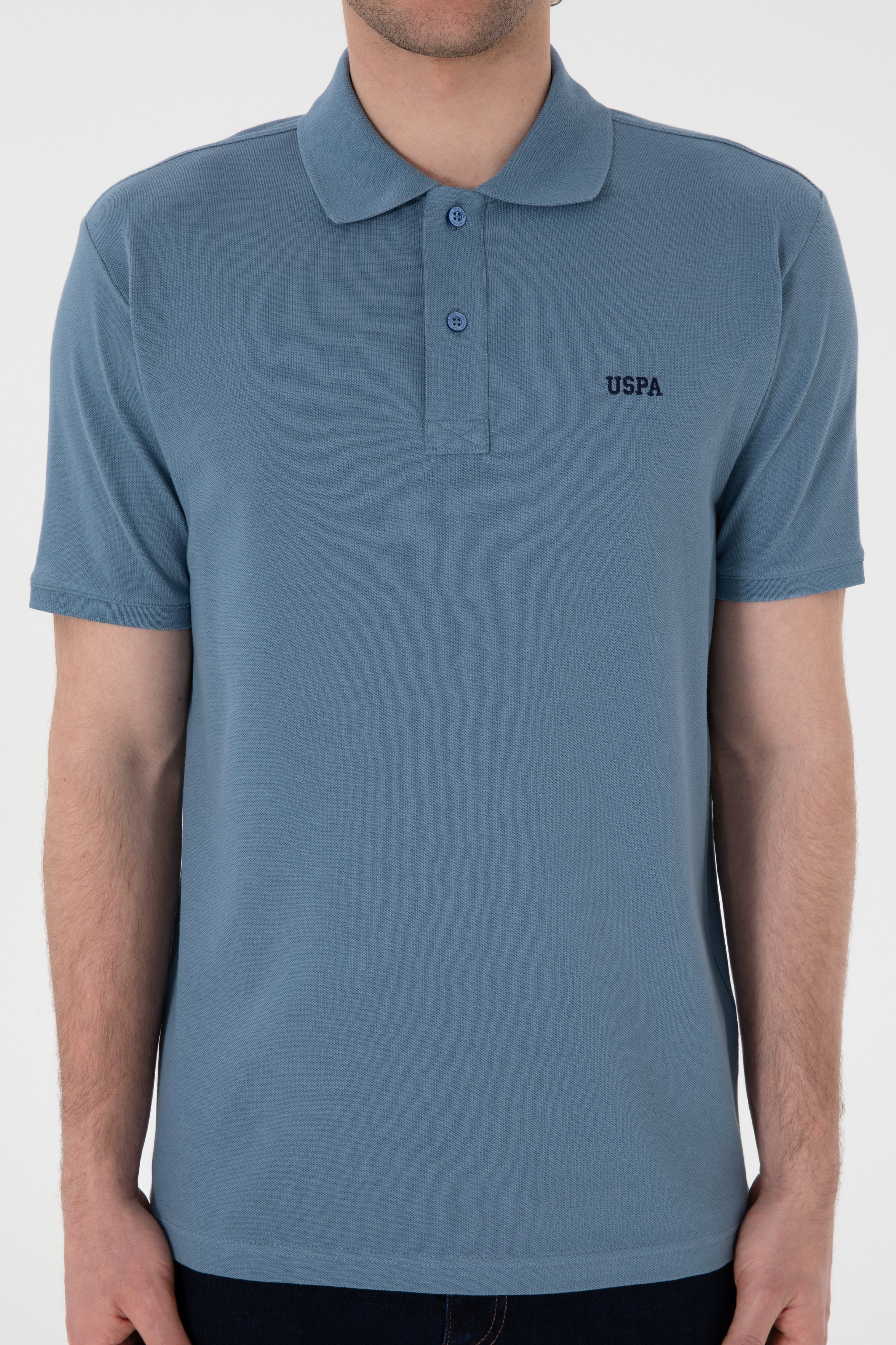 Erkek Regular Fit Polo Yaka Koyu Mavi Basic Tişört - Image 7