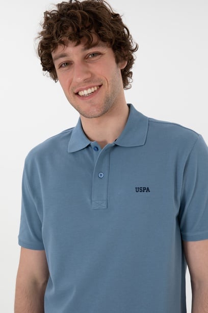 Erkek Regular Fit Polo Yaka Koyu Mavi Basic Tişört