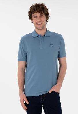 Erkek Regular Fit Polo Yaka Koyu Mavi Basic Tişört - 50306007047