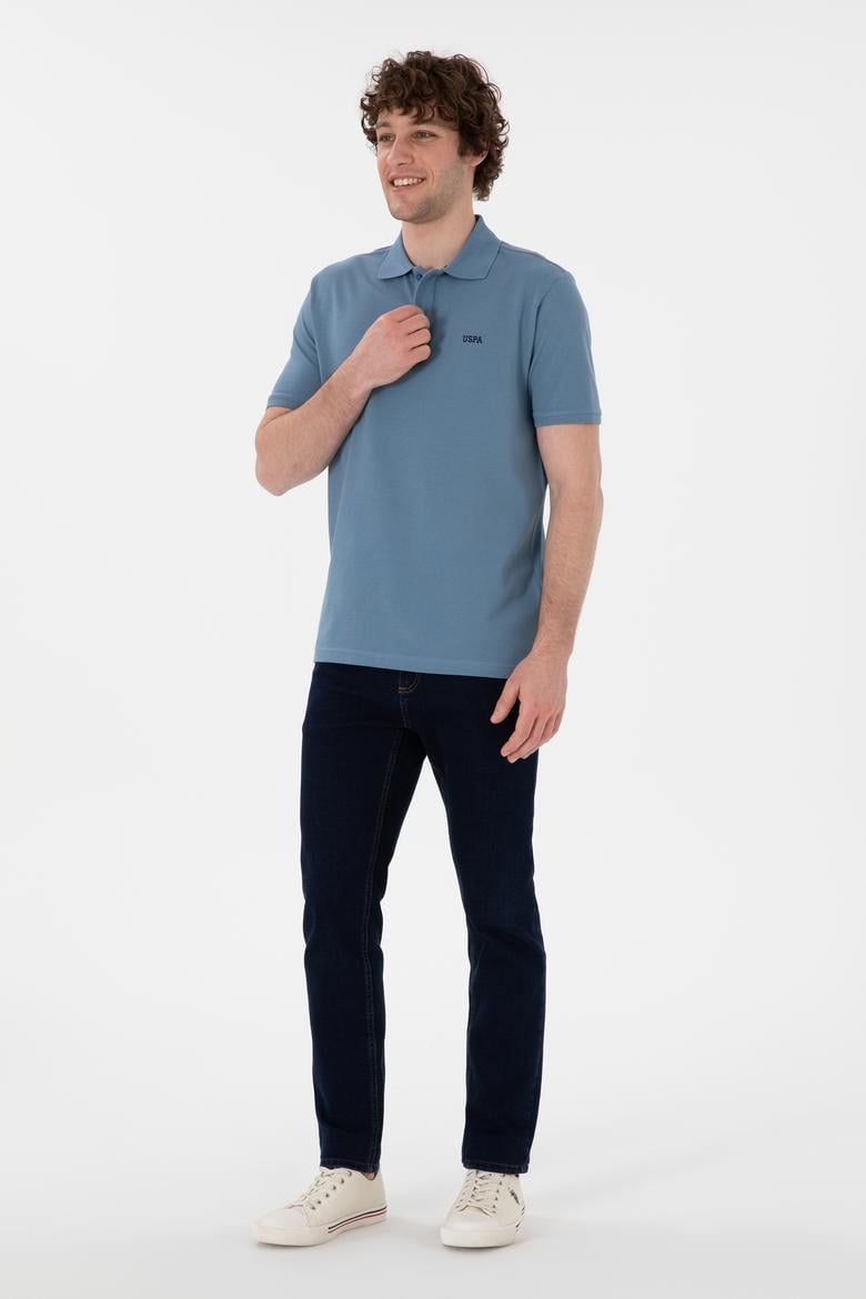 Erkek Regular Fit Polo Yaka Koyu Mavi Basic Tişört - 50306007047