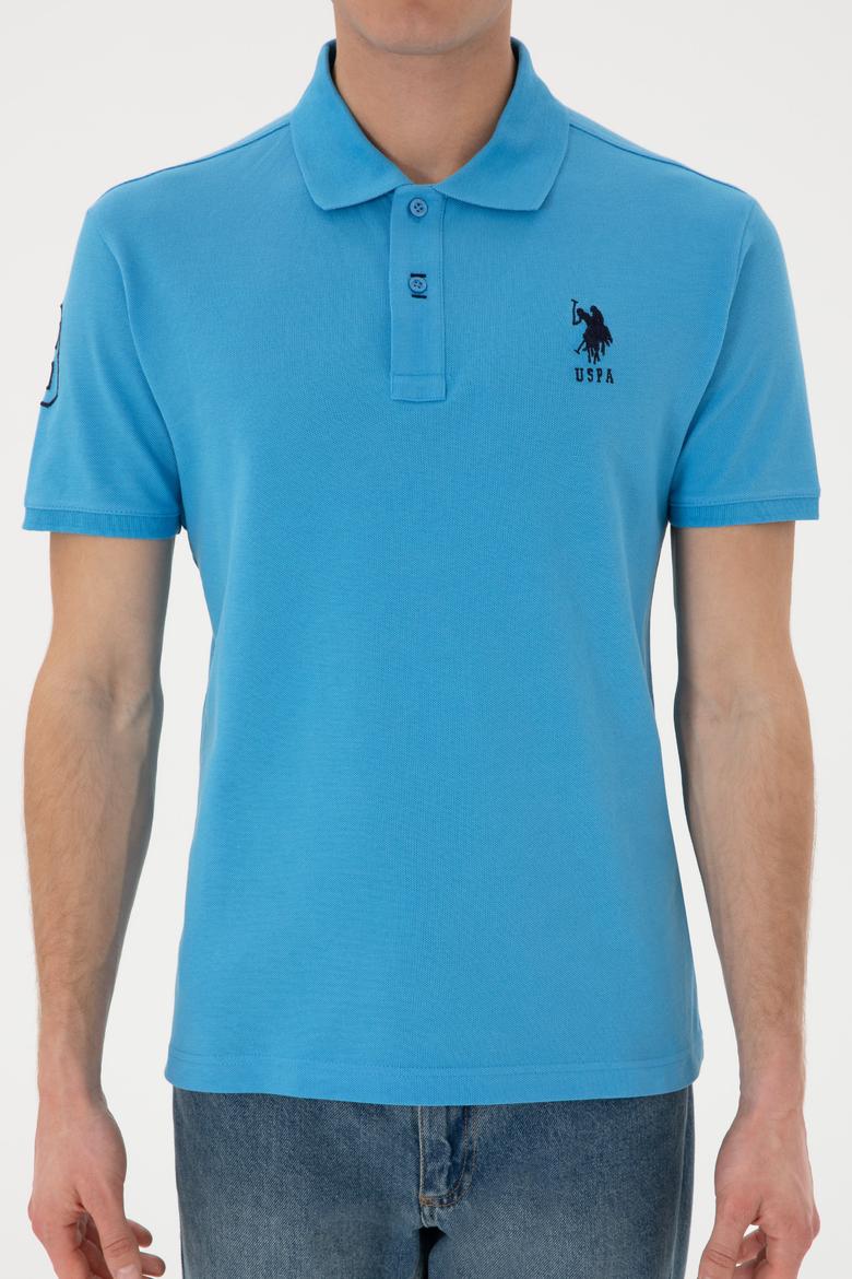 Erkek Slim Fit Polo Yaka Turkuaz Basic Tişört - 50305929218
