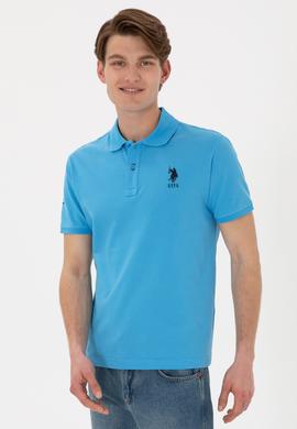 Erkek Slim Fit Polo Yaka Turkuaz Basic Tişört - 50305929218