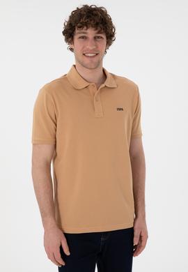 Erkek Regular Fit Polo Yaka Camel Basic Tişört - 50306007358