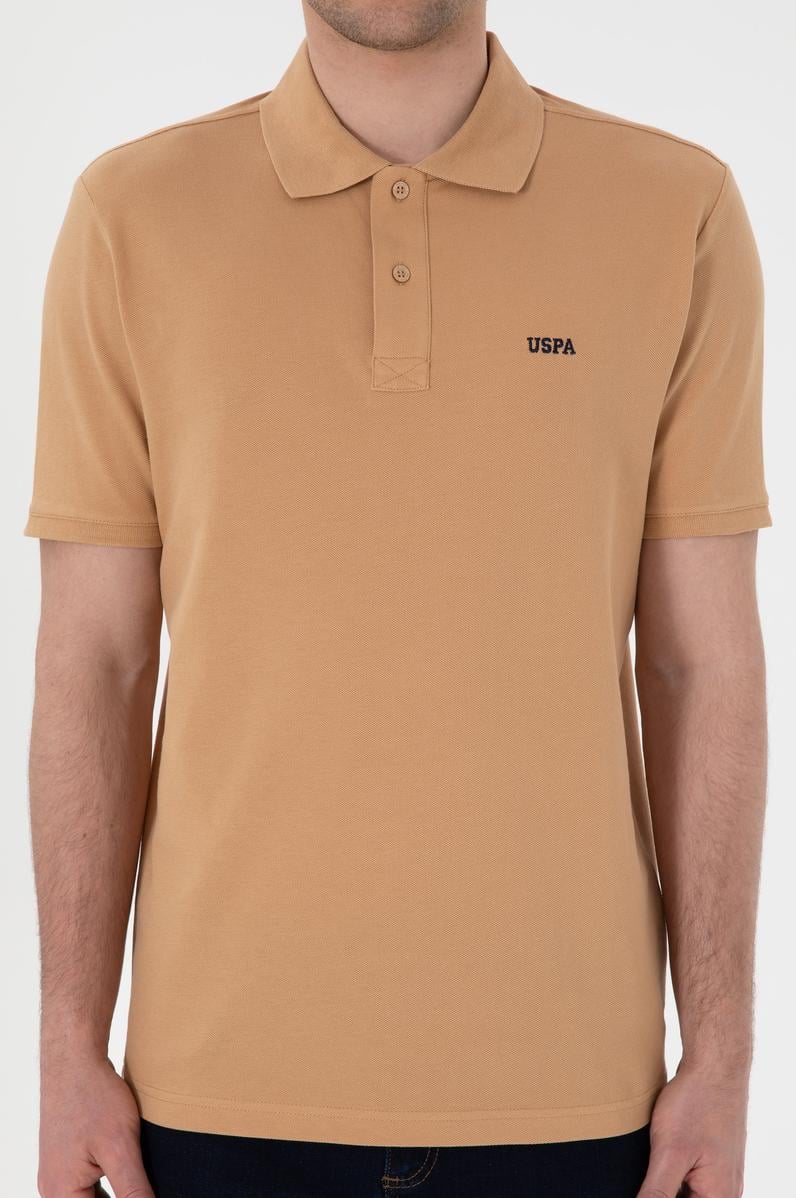 Erkek Regular Fit Polo Yaka Camel Basic Tişört